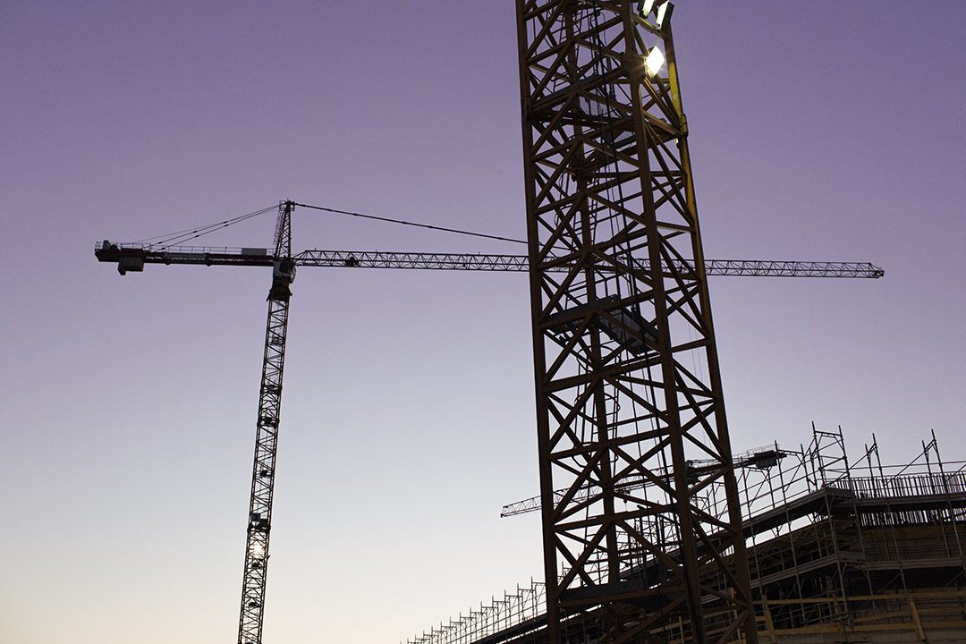 Cranes at work in the evning - blue hour